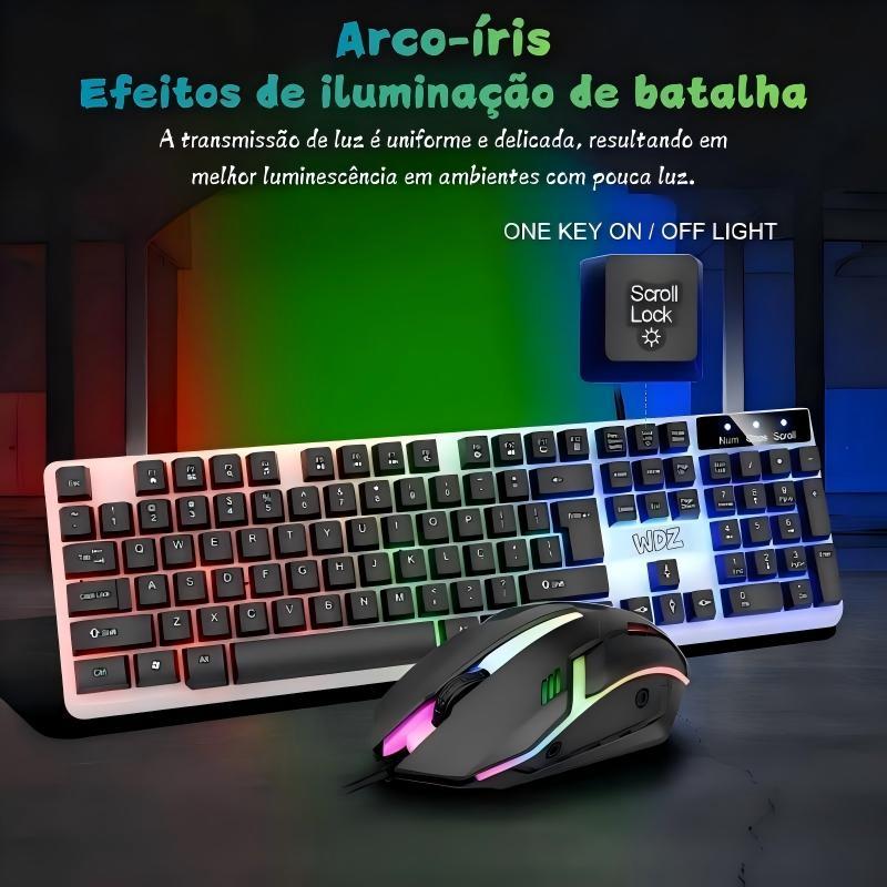 Conjunto de teclado e teclado USB com fio, teclado gamer retroiluminado de 104 …