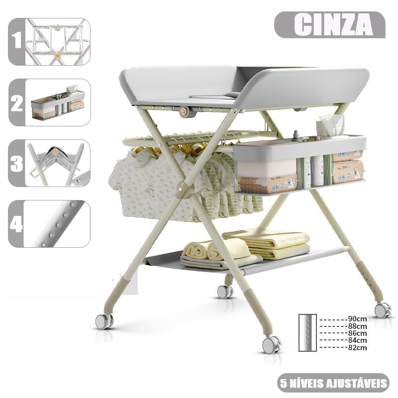 Banheira de Bebê Burigotto Millenia+ Mon Amour Trocador Rosa P17