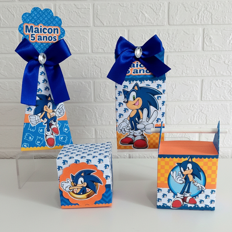 Kit Caixinhas Personalizadas Sonic Lembrançinha Festa Aniversario Personalizado Caixas Papelaria