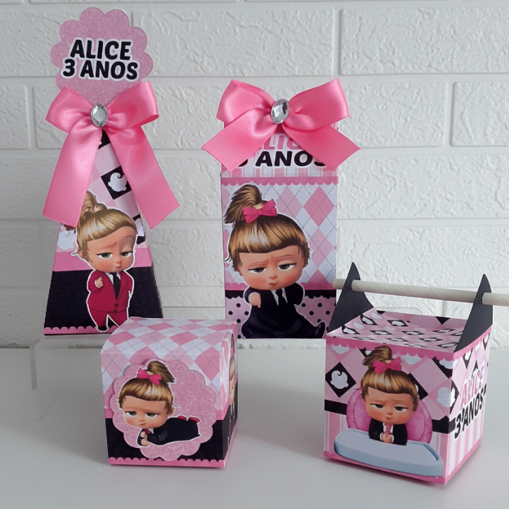 Kit Caixinhas Personalizadas Poderosa Chefinha Lembrançinha Festa