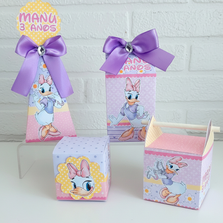 Kit Caixinhas Personalizadas Pata Margarida Lembrançinha Festa