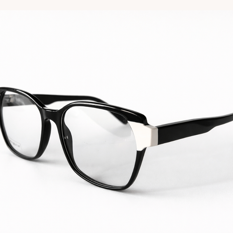 Armação Óculos De Grau Feminino Retrô Preto Detalhe Branco  Luxo Quadrado Moderno Resistente