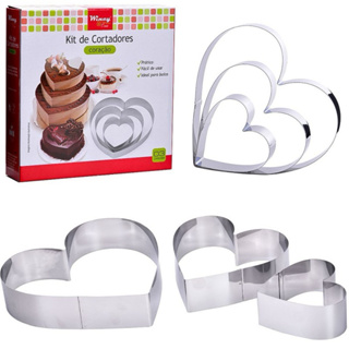 Cortador Molde para Bolo Coração de Inox Wincy com 3 Peças em Oferta na Shopee