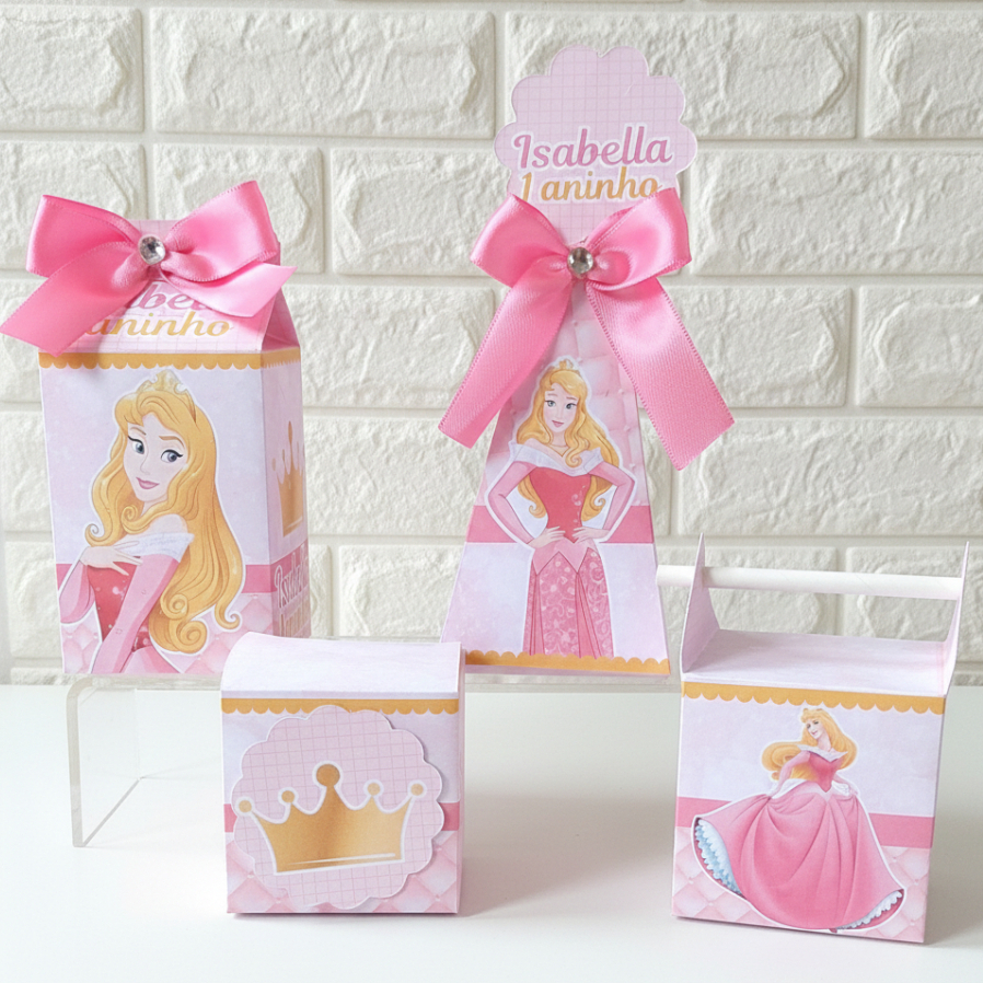 Kit Caixinhas Personalizadas Lembrançinha Princesa Aurora A Bela Adormecida