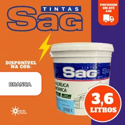 Tinta acrílica interna Branco Neve 3,6l Economica SAG Paredes Secagem Rapida Litros Parede áreas