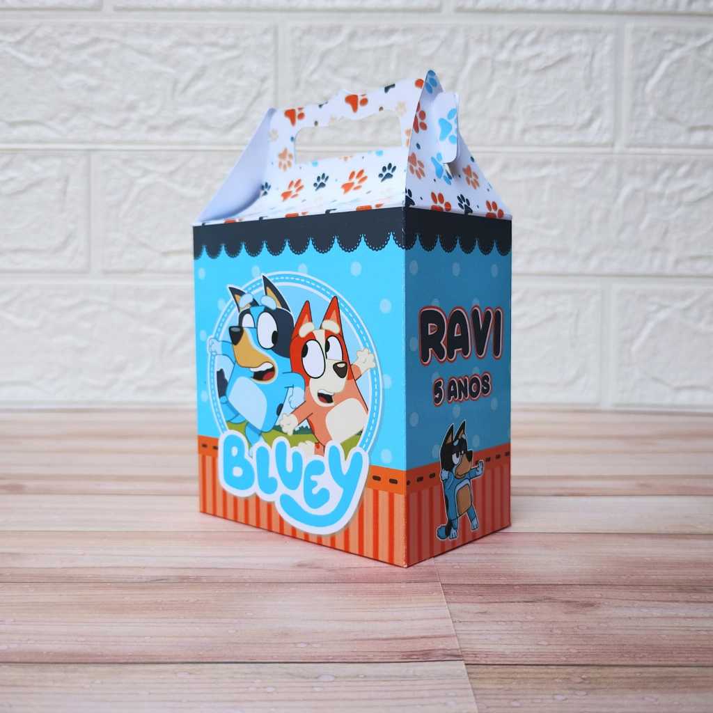 Caixa Maleta BLUEY AZUL  Personalizada - Lembrancinhas para Festa Infantil - Menino - Semi Montada