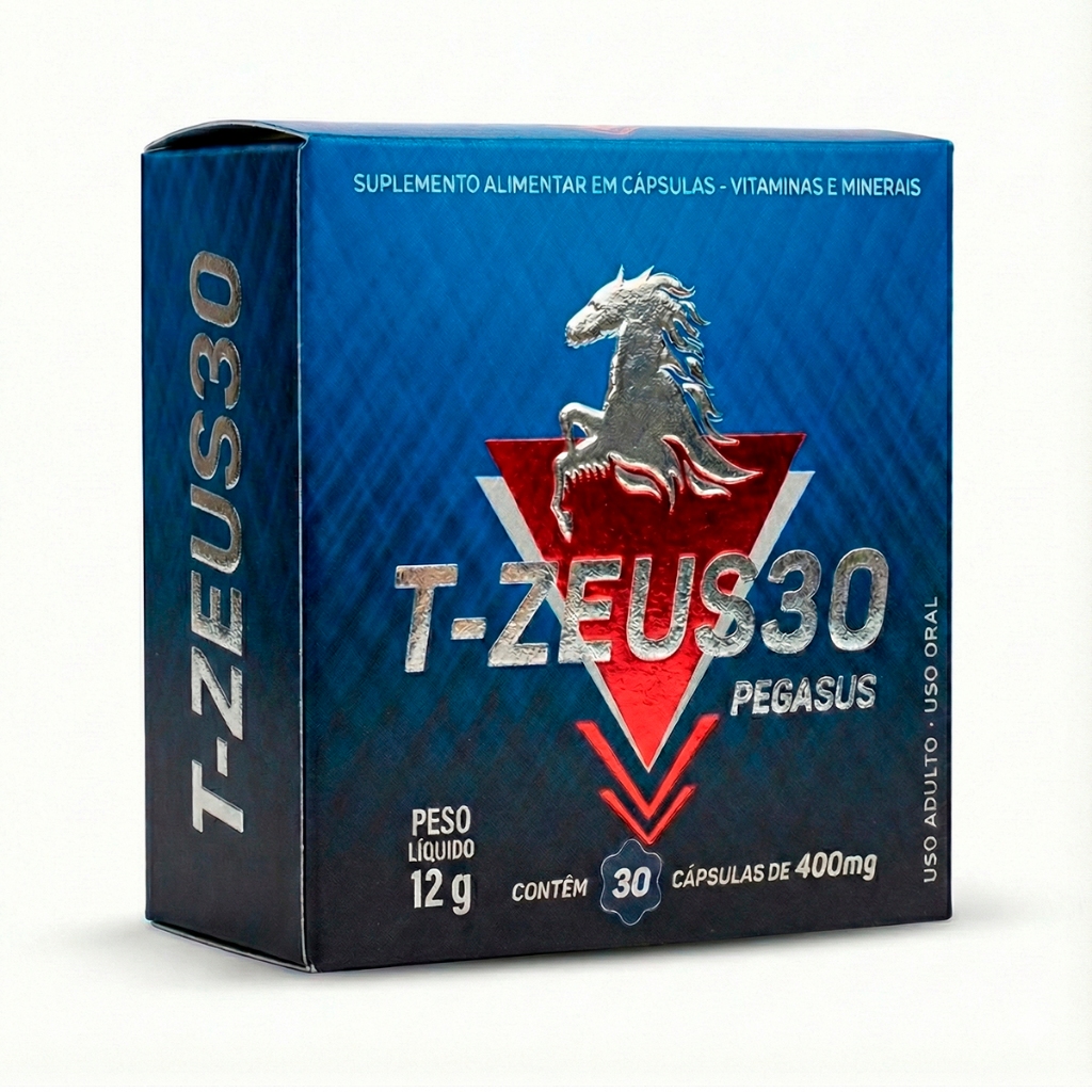 T-Zeus 30 Suplemento Masculino Natural Multivitamínico Energia Vitalidade 30 Cápsulas Sem Sabor