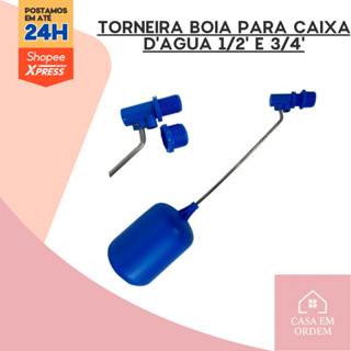 Torneira Bóia Universal P/ Caixa D'água 1/2 E 3/4 Rosca Ext. em Oferta na Shopee