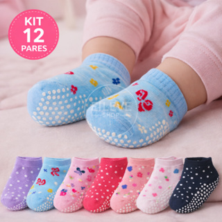 Meias Bebê 0 a 6 Meses Menina até 24 Meses - Kits Com 12 Pares Confortáveis em Oferta na Shopee