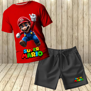 Conjunto Short + Camiseta Super Mario Camiseta leve e Confortável Short Moletinho Infantil Juvenil em Oferta na Shopee