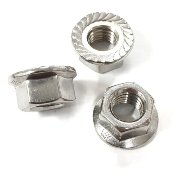Porca Flangeada Sextavada Dentada M6 Inox