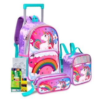 Kit Mochila Carrinho Estojo Lancheira Princesa Sweet Queen Sereia Brilho Escolar Infantil Rodinha em Oferta na Shopee