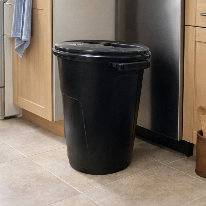 Cesto Lixeira Com Tampa 35 Litros 60 Litros Grande Plástico Resistente Preto Cesto de Armazenamento Comércio Cozinha