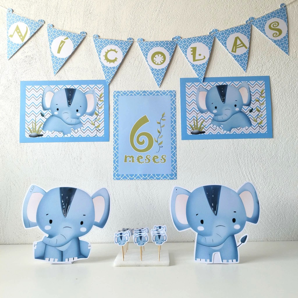 Kit festa só um bolinho Elefantinho/Decoração Infantil Mimo Personalizado/Mesversário/Aniversário Elefante.