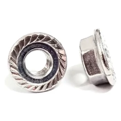 Porca Sextavada Flangeada 5/16'' Serrilhada Inox