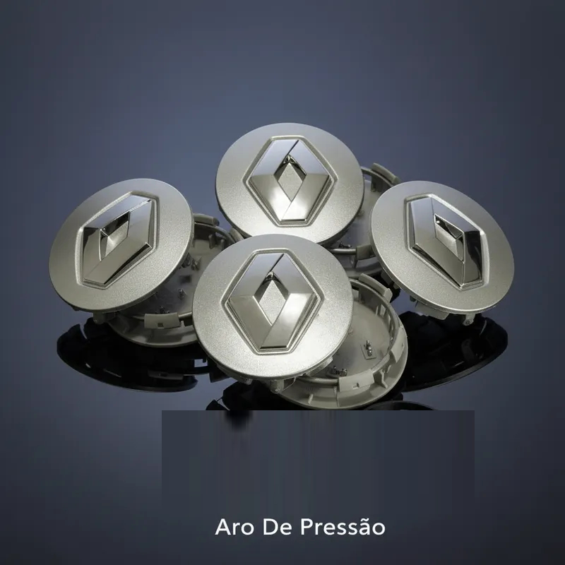 4 Calotinha Centro Roda Renault Duster Clio Sandero 51mm Prata C Aro De Pressão