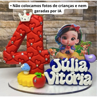 Vela de Aniversario Personalizada em biscuit Branc de Neve em Oferta na Shopee