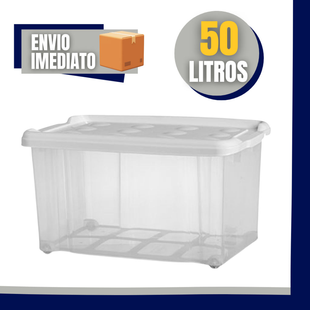 Caixa Organizadora Reforçada Transparente 50 Litros