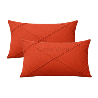 Kit 2 Capas de Almofada Baguete 50x30 Suede Drapeado com Zíper Invisível – Premium em Oferta na Shopee
