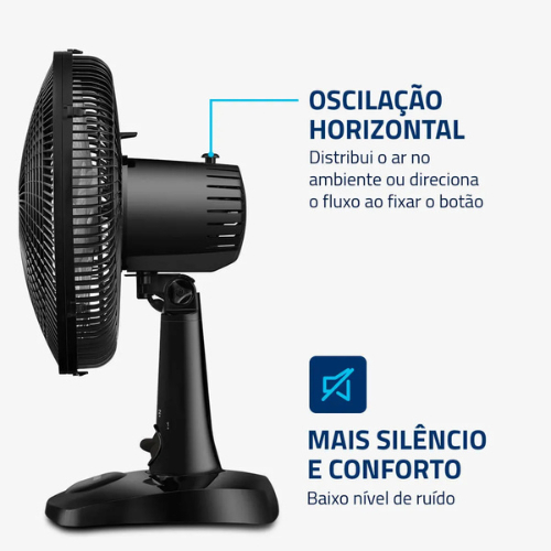 Ventilador De Mesa 30cm Super Power Mondial Preto 6 Pás