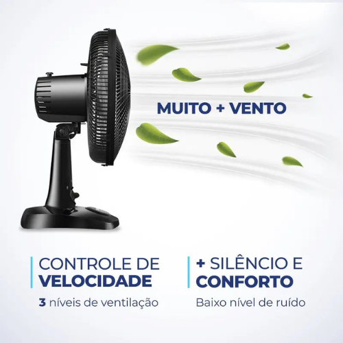 Ventilador De Mesa 30cm Super Power Mondial Preto 6 Pás