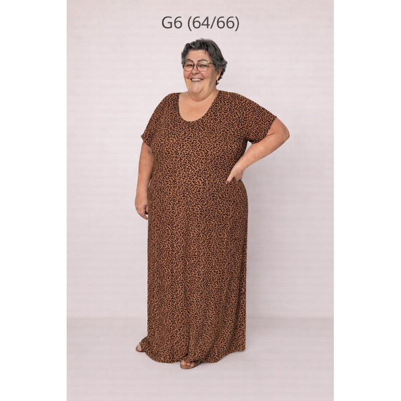 Vestido Longo Plus Size Estampado em Malha Fria – Confortável em Oferta na Shopee