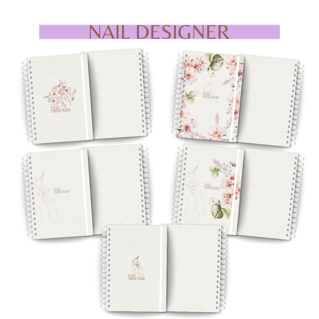 Caderno Personalizado Profissão Nail Designer A5 | Nome na Capa, 100/200 Páginas, Presente Criativo e Exclusivo