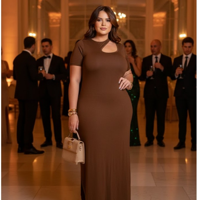 Vestido Longo Plus Size Decotado Vestido Liso Madrinha Casamento 44 ao 56 Elegante Curve Comfy em Oferta na Shopee