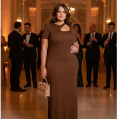 Vestido Longo Plus Size Decotado Vestido Liso Madrinha Casamento 44 ao 56 Elegante Curve Comfy