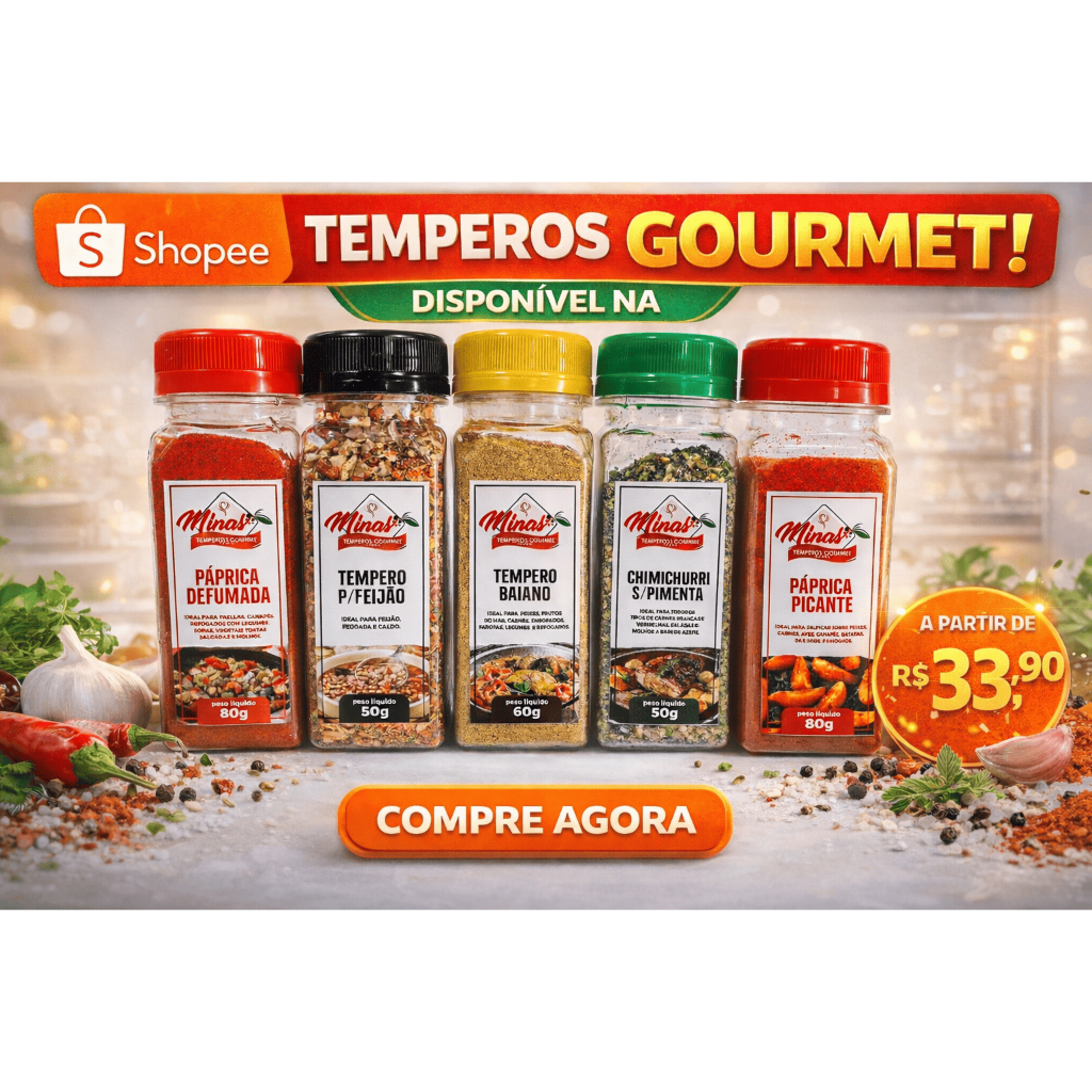 Kit 5 Temperos Gourmet – Páprica Defumada, Páprica Picante, Chimichurri, Tempero Baiano e Feijão | Sabores Especiais
