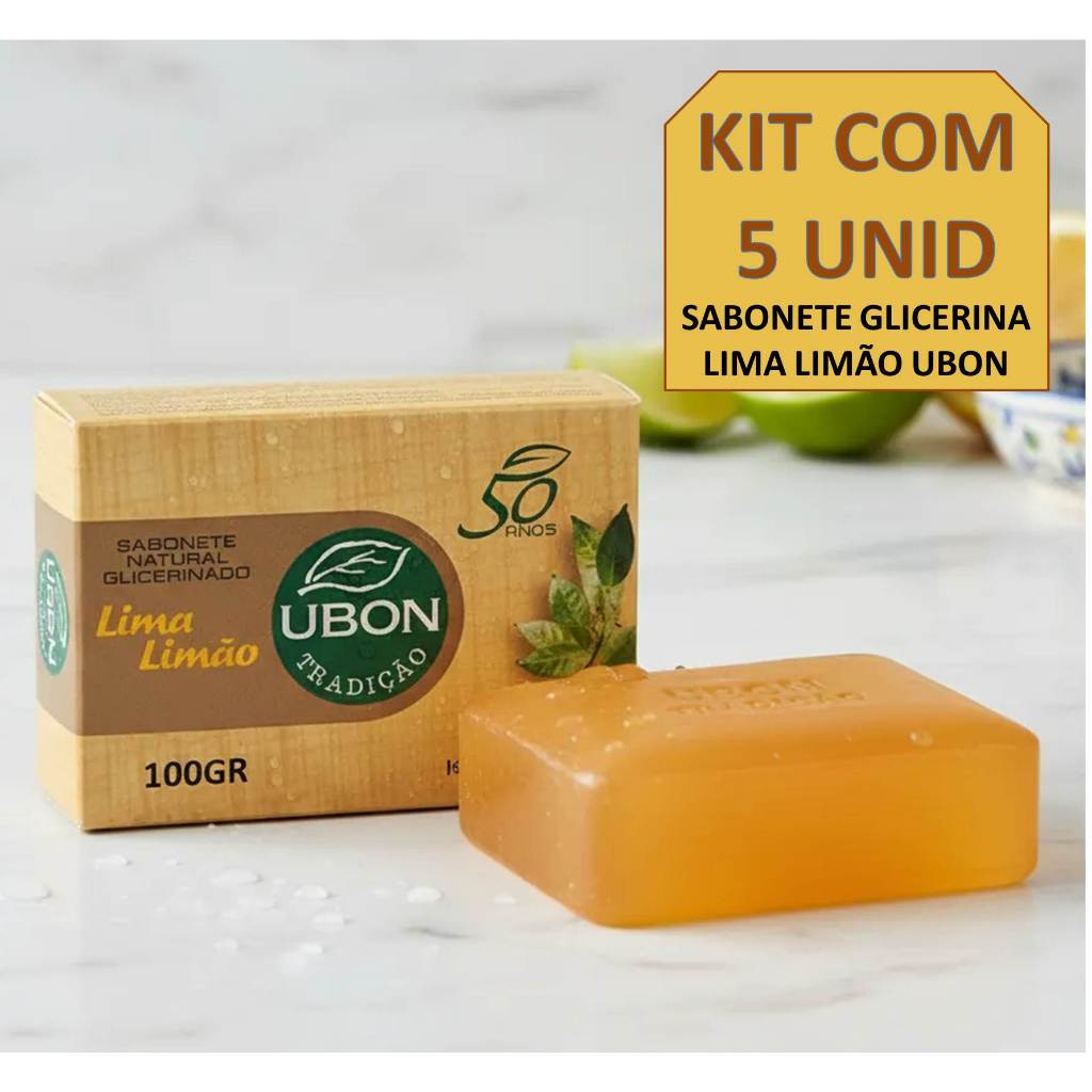 Kits Sabonetes glicerina Lima Limão em Barra100g ubon com óleo essencial Natural de Staigeriana