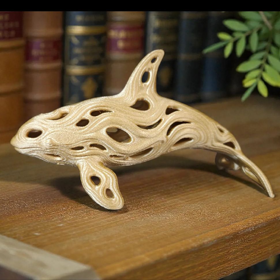 Orca Decorativa Correntes Marinhas 10CM X 19CM| Escultura Orca Geométrica | Decoração Marinha Moderna|Decoração Oceânica