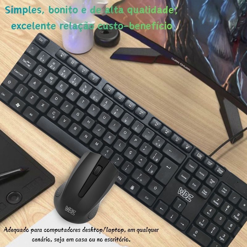 Novo conjunto de teclado e mouse com fio USB para computadores de escritório – uma combinação de teclado e mouse