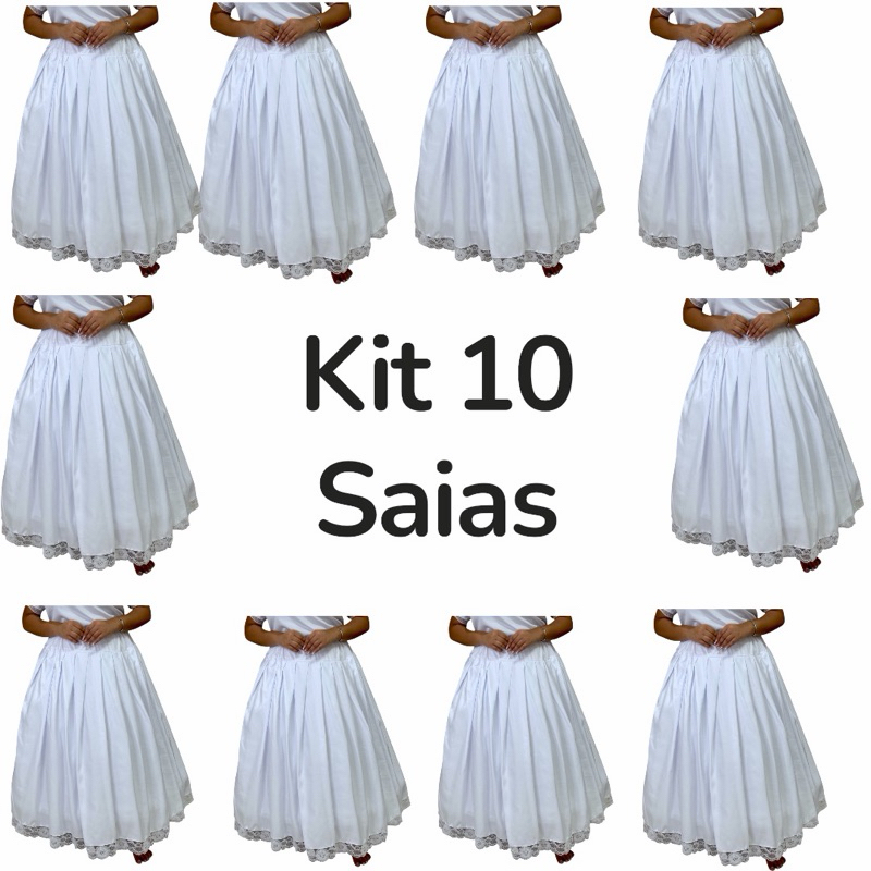 Kit Saias de Ração Microfibra Premium 2,5m de Roda com Renda | 4 a 10 Unidades Afro Chique Umbanda E Candoblé em Oferta na Shopee