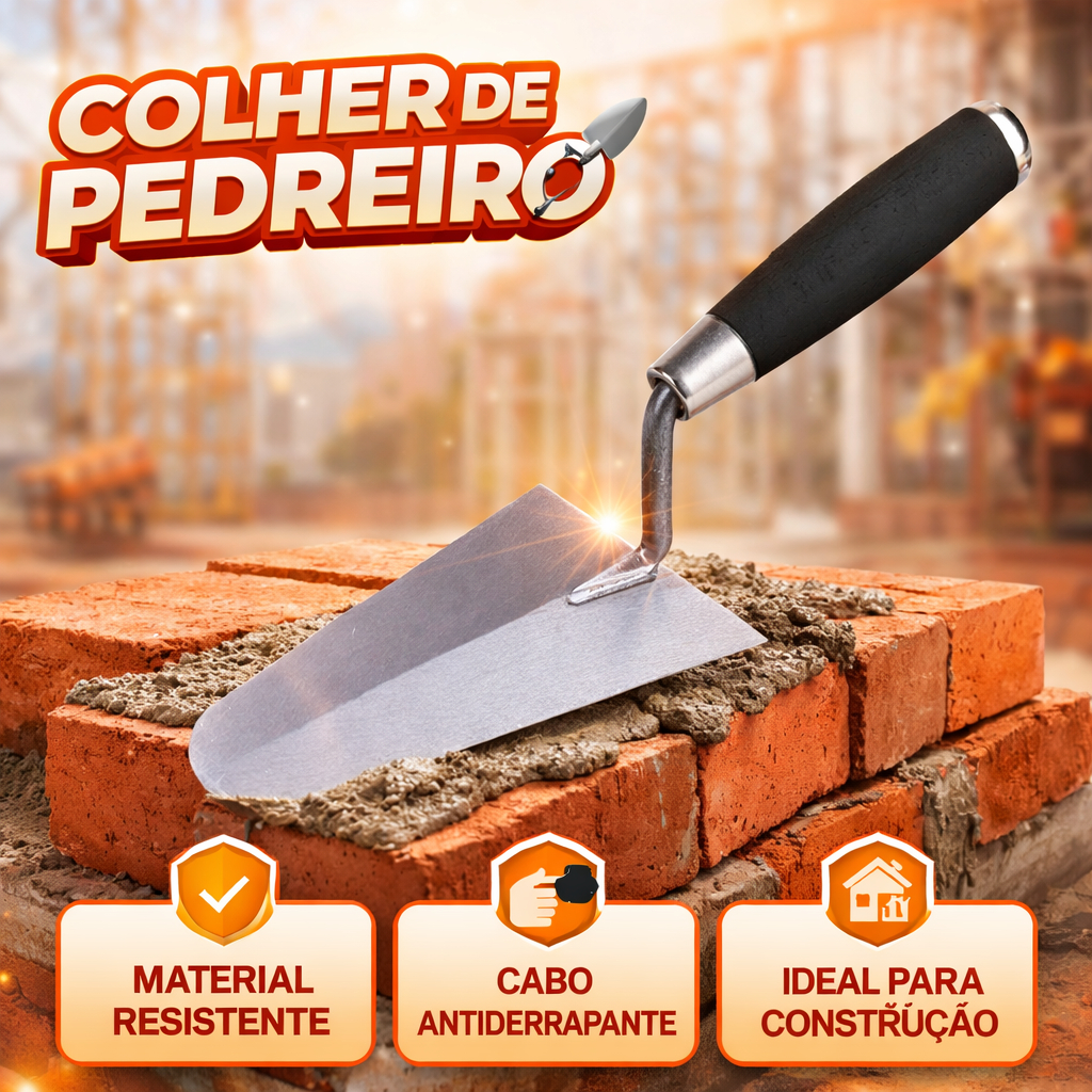 Colher De Pedreiro Canto Reto Profissional 6,7,8 Polegadas Obra Construção Parede