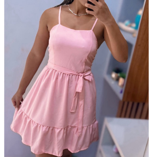 Vestido Feminino curto midi elegante alça verão soltinho estiloso