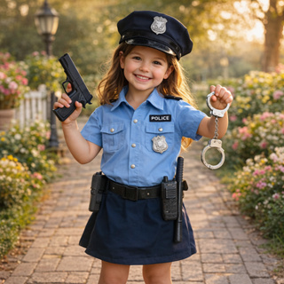 Kit Fantasia Policial Feminina Completa Infantil Acessórios Carnaval Cosplay 3-8 anos em Oferta na Shopee