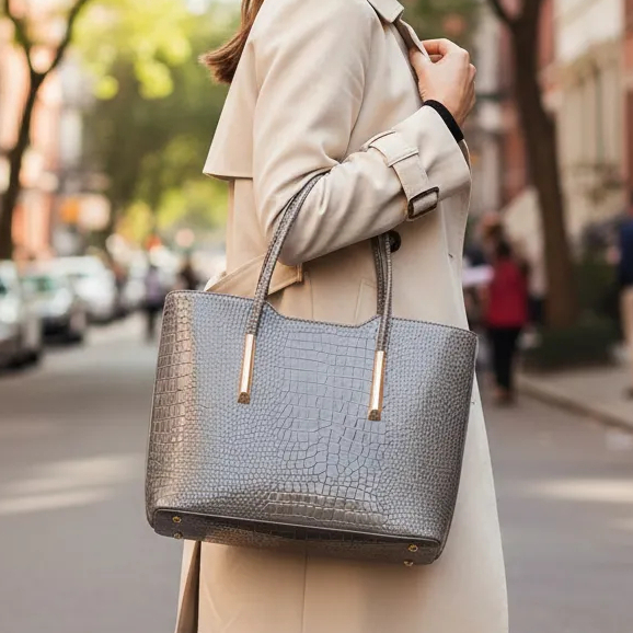 Bolsa Feminina LaytonVivian L0032 Textura Croco Estruturada Elegante Trabalho Dia a Dia em Oferta na Shopee