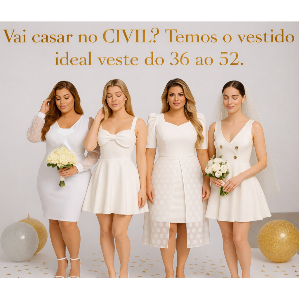 Vestido Para Casamento Civil Branco Off White Moda Evangélica Branco Plus Size MAIS VENDIDO