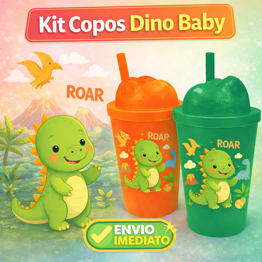 Kit 10/20/40 Copos Dino Baby para Festa Infantil Dinossauro – Lembrancinhas Envio Imediato