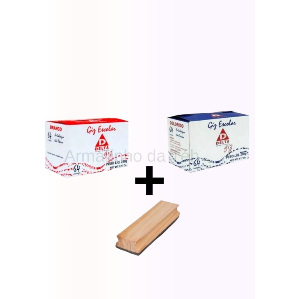 KIT GIZ ESCOLAR DE LOUSA E APAGADOR DELTA em Oferta na Shopee