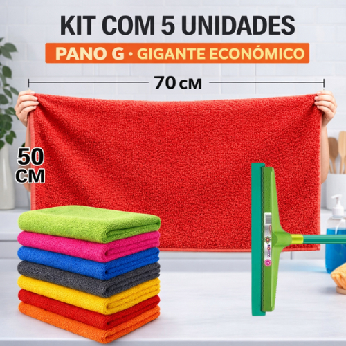 Kit 5 Pano de Chão Microfibra Gigante Multiuso 50x70cm em Oferta na Shopee