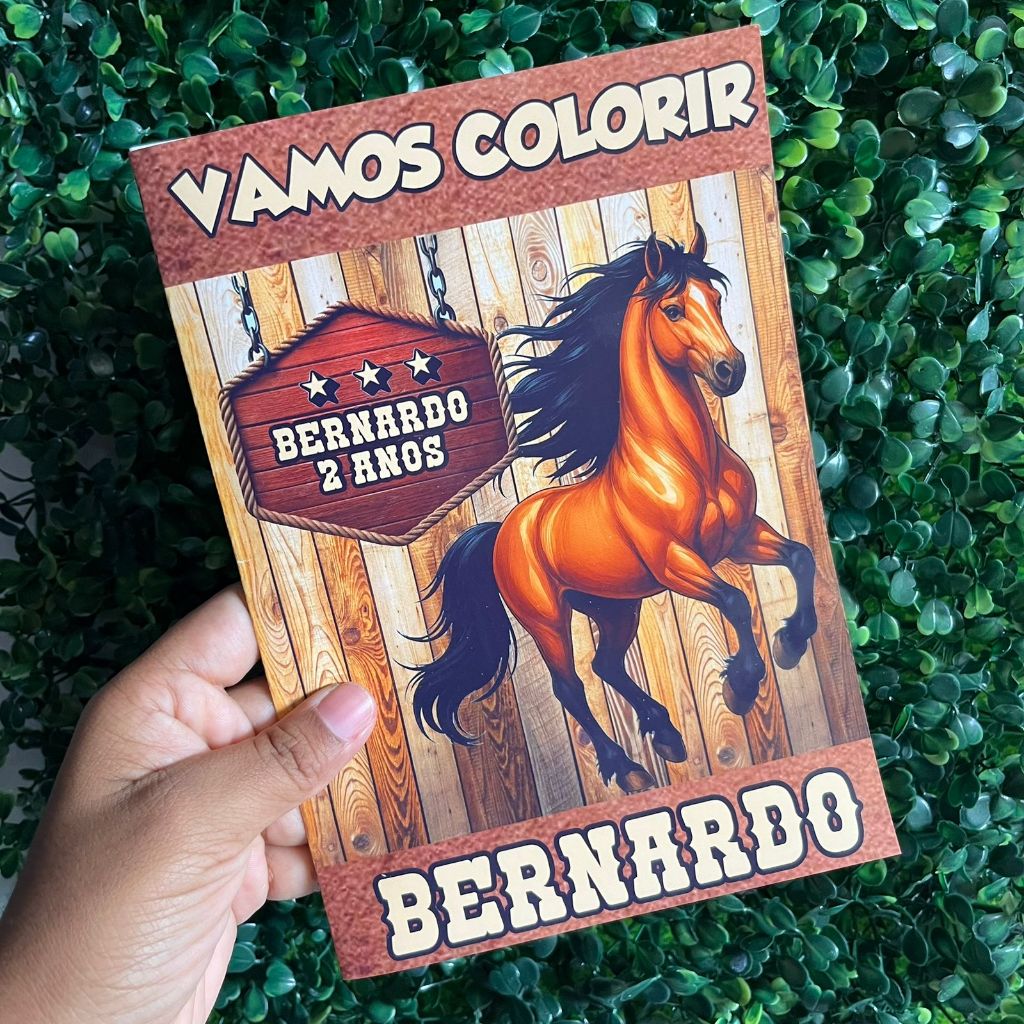 Revistinha de Colorir Personalizada Cavalo Fazenda Cowboy  Livrinho de Colorir  Lembrancinha de Aniversário Giz de Cera