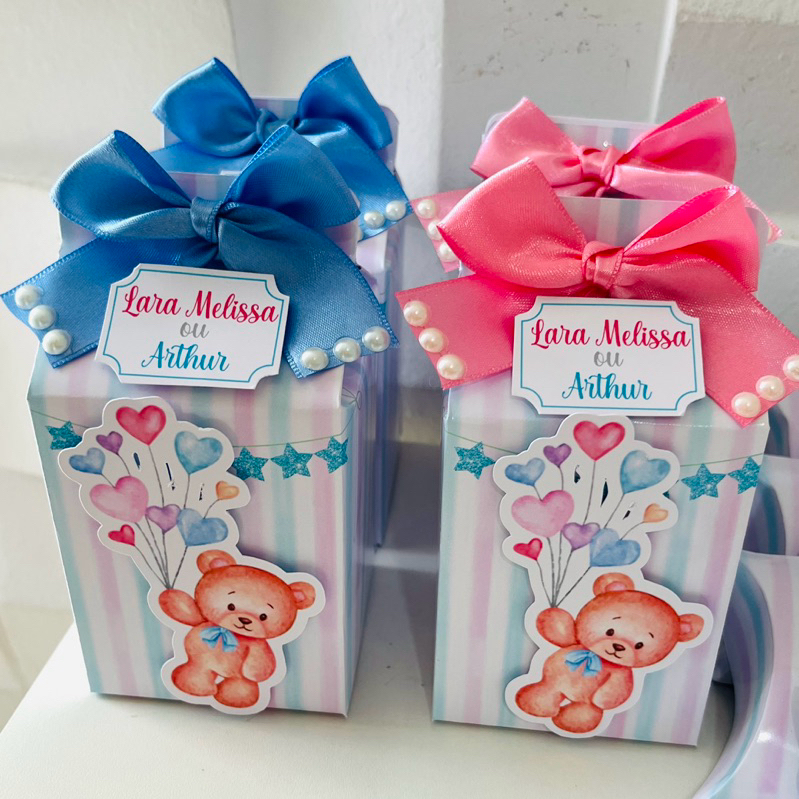 kit 20 Personalizados Chá revelação Ursinhos | kit festa ursinhos | lembrancinhas Chá ursinhos