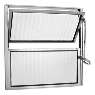 Janela Basculante Alumínio 30x30 Vidro Canelado em Oferta na Shopee