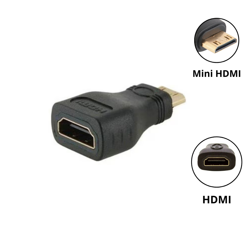 Adaptador Mini HDMI Macho X HDMI Fêmea Full HD 1080p P/ Notebooks, Câmeras Fotográficas, Outros