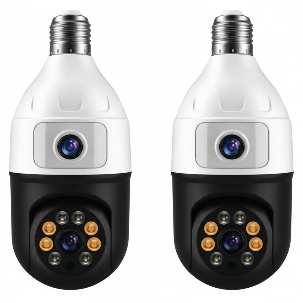 Câmera De Segurança IP Wifi Full HD 2 Lentes Visão Noturna com encaixe lâmpada bocal- bivolt em Oferta na Shopee