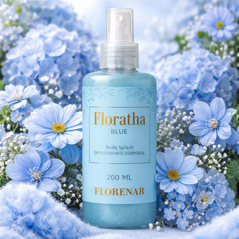 Kit 2 Body Splash Florata Rose + Florata Blue 200ml cada com gliter