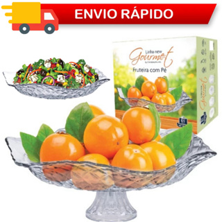 Saladeira e Fruteira De Vidro Com Pé Resistente Salada e Frutas Gourmet Suporte Fruta Gourmet Casa em Oferta na Shopee