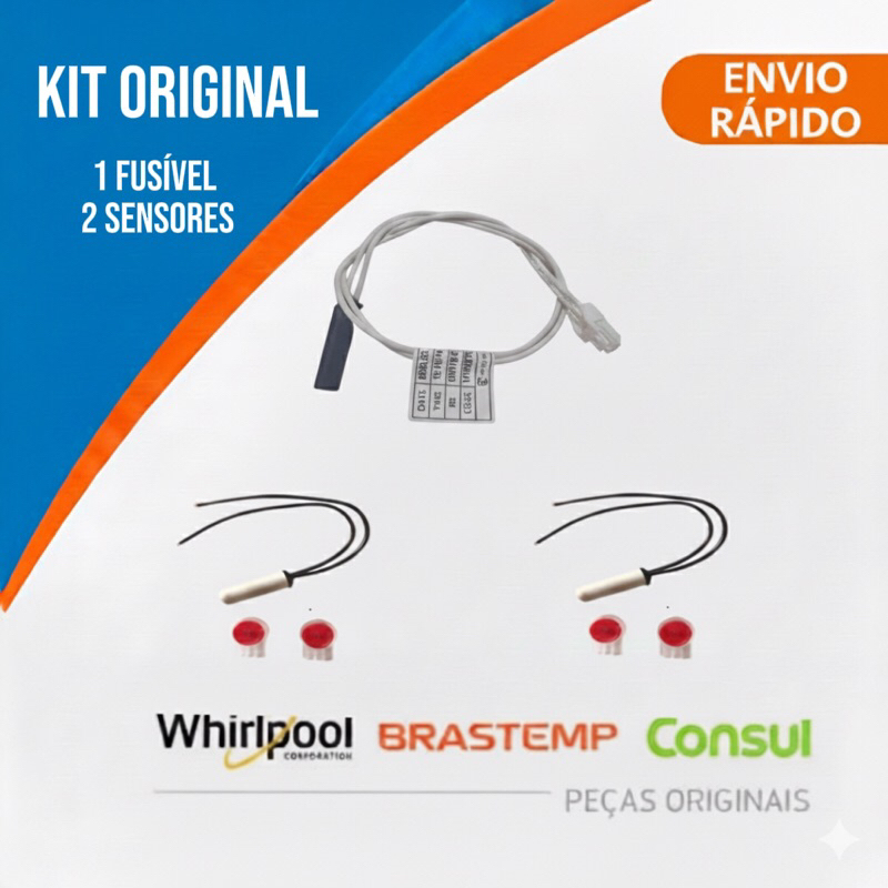 Kit 2 Sensor Geladeira e Fusivel Termico 2,7k Original Brastemp Consul